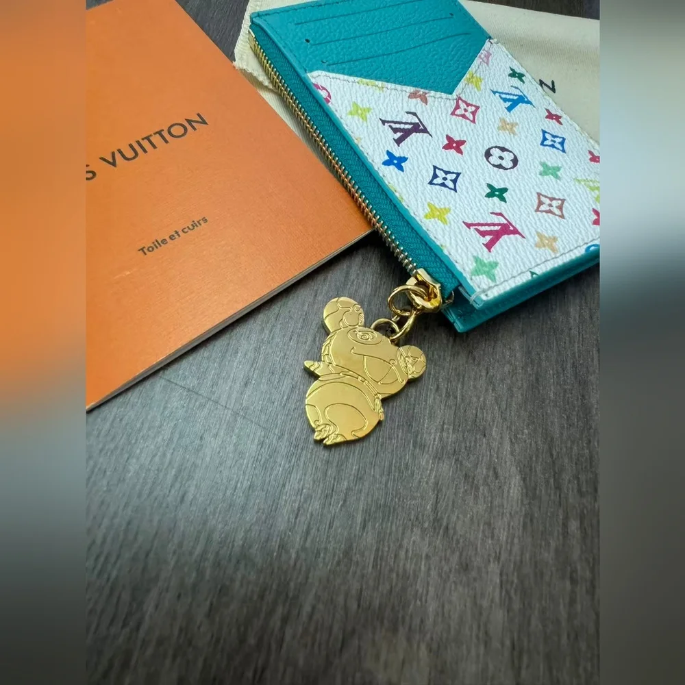 Louis Vuitton Multicolor Monogram Card Holder in Teal & White
